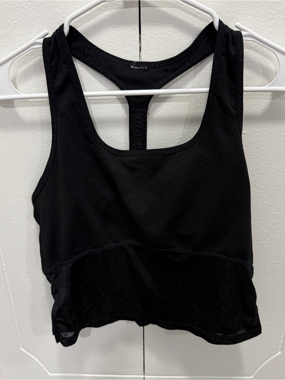 Fabletics Black Racerback Tank Top with Built-in Sports Bra